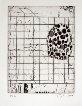 Tal R, Blanket, 2003. Etching, 38.6 × 27.8 cm. Collection of Louisiana Museum of Modern Art, Humlebæk.