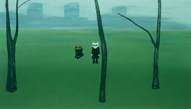 Liz Arnold, Vicky Park, 1997.  Acrylic on Canvas, 54  ✕  95 cm. Courtesy collection Marcello Bonetto, Italy.