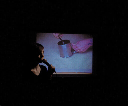Sarah Tripp, 24 Stops, 2013. Live performance, 16mm film transferred to HD video, percussion performed by Fritz Welch, Nichola Scrutton and Mark Vernon; sound recording by Iain Donnelly; edited by Rob Kennedy; audio composition by Nichola Scrutton. Photography: Luke Collins