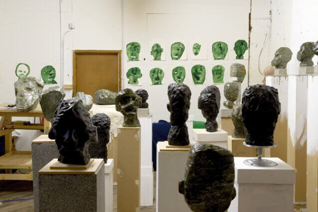 Heads installation in the artist’s studio, 2006. Photography Andy Keate. © The artist, the authors and Camden Arts Centre. Courtesy the artist.