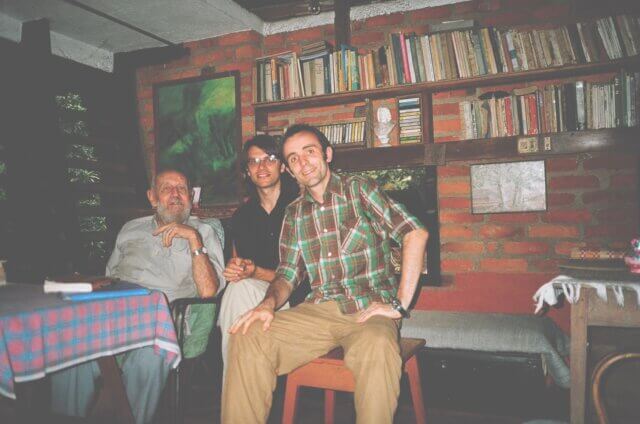 (L to R) Laurie Baker, 
Sam Basu, Ben Ravenscroft, Thiruvananthapuram, 2003