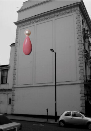 Nicole Wermers, Earring, 2005. Collage (Proposal for public sculpture). Courtesy of the artist, Produzentengalerie Hamburg and Herald St (London).