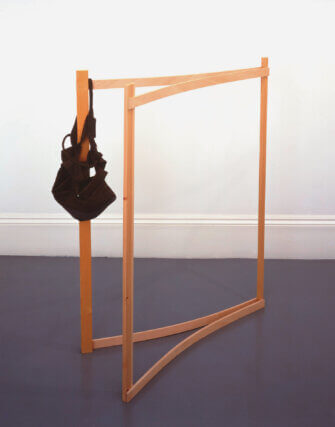 Karin Ruggaber, Book & Bag, 2003. Plywood, timber, tweed, felt. Courtesy greengrassi, London