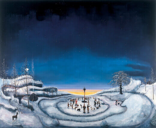 Verne Dawson, Cycle of quarter-day observances, circa 23800 b.c. When Santa was a Shaman, 1999. Oil on canvas, 208 x 254cm. Collection Cesar and Mima Reyes, Puerto Rico. Copyright of the artist and courtesy Gavin Brown’s enterprise.