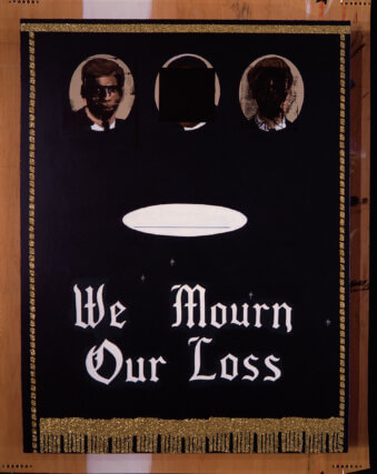 Kerry James Marshall, We Mourn Our Loss 3, 1997. Acrylic and glitter on MDF panel, 124 x 93 cm. Collection of David Alan Grier.