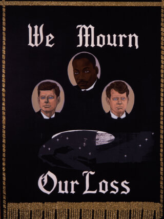 Kerry James Marshall, We Mourn Our Loss 1, 1997. Acrylic and glitter on MDF panel. 124 x 93 cm. Courtesy John and Sharon Hoffman.