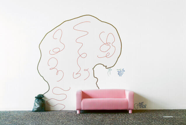 Female Friends, 2003. Acrylic paint on wall and wood, with mixed media. Sprengel-Museum, Hanover. Courtesy the artist.