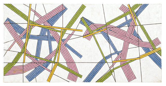Kenneth Martin, Order + Change (No Chance) Generated by one straight line Destruction of the square, 1984. Oil on canvas, 50.8 × 102 cm. Estate of
Kenneth Martin. Courtesy Annely Juda Fine Art. © The Estates of Kenneth and Mary Martin, the author and Camden Arts Centre, 2007. Courtesy The Estates of Kenneth and Mary Martin.