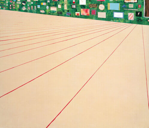 Laura Owens, 'Untitled' 1995. Marker, ink, coloured pencil, crayon on canvas, 183.5 ✕ 214 cm. Private collection. © the artist.