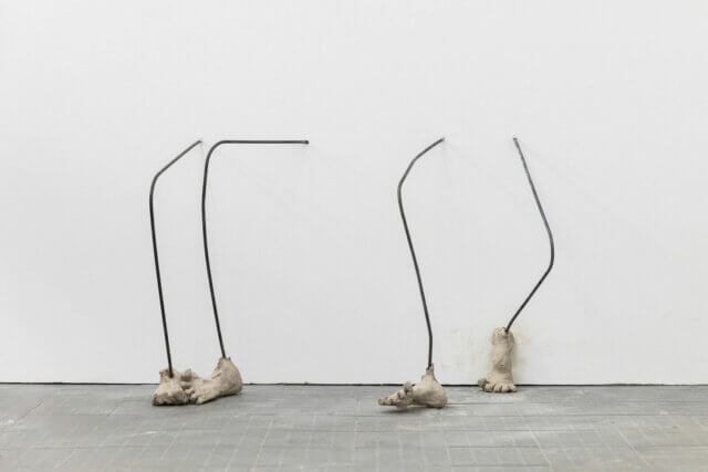 Jesse Darling, We Tried, 2018
Raw steel & unfired clay
Dimensions variable. Photo: Frank Sperling