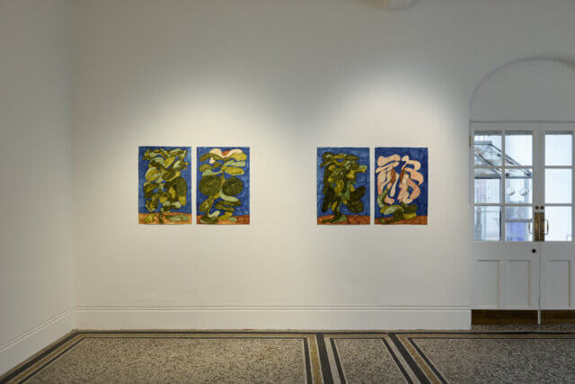Installation views of Tamara Henderson, 'Green in the Grooves' at Camden Art Centre, 2023. Photo: Luke Walker