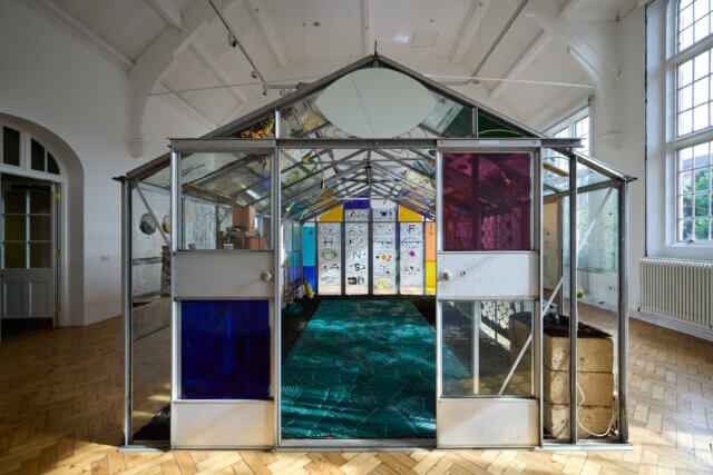 Installation views of Tamara Henderson, 'Green in the Grooves' at Camden Art Centre, 2023. Photo: Luke Walker