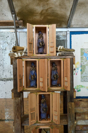 Installation views of Tamara Henderson, 'Green in the Grooves' at Camden Art Centre, 2023. Photo: Luke Walker