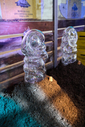 Installation views of Tamara Henderson, 'Green in the Grooves' at Camden Art Centre, 2023. Photo: Luke Walker