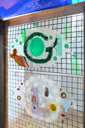 Installation views of Tamara Henderson, 'Green in the Grooves' at Camden Art Centre, 2023. Photo: Luke Walker
