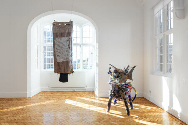 Installation view, 
'Animals to Remember Uganda'
at Camden Art Centre, 26 April/ 23 June 2024.
Courtesy the Artist and ActionSpace, London
Photo: Rob Harris