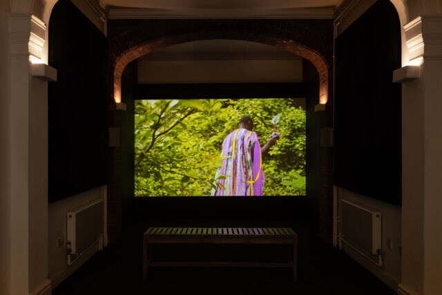 Installation view, 
'Animals to Remember Uganda'
at Camden Art Centre, 26 April/ 23 June 2024.
Courtesy the Artist and ActionSpace, London
Photo: Rob Harris