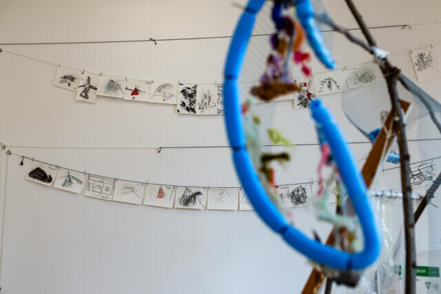 Installation view, 'Den!', at Camden Art Centre, 19 July/ 8 September 2024. Photo: Hydar Dewachi
